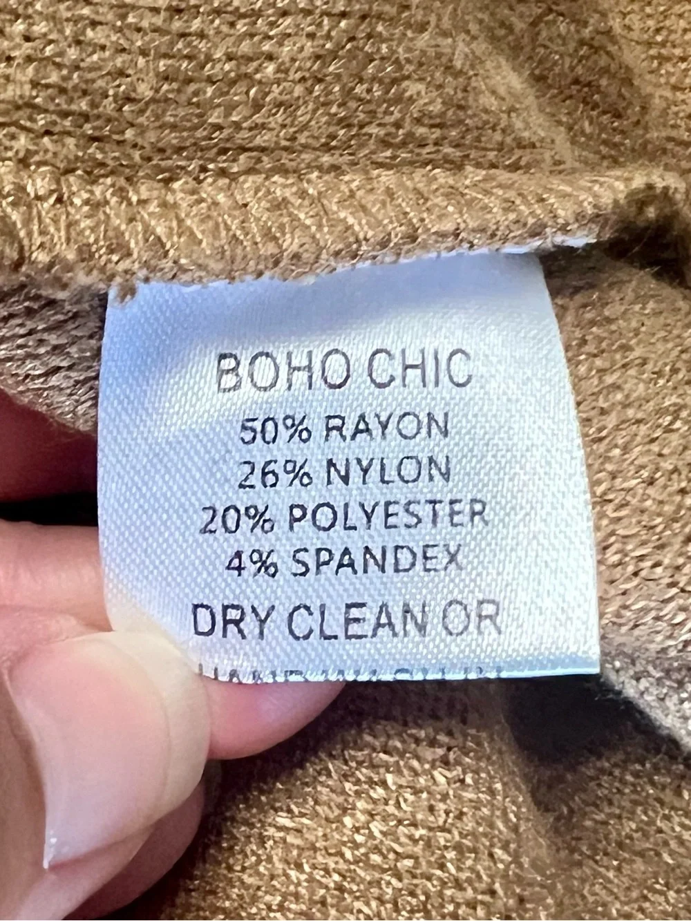 Boho Chic Camel Color Soft Sweater W/ Button Accents & Cowl Neck Size Medium
